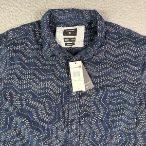 Quiksilver Shirt Mens M Blue Corduroy Geometric Cord Button Up Skate Surf NEW